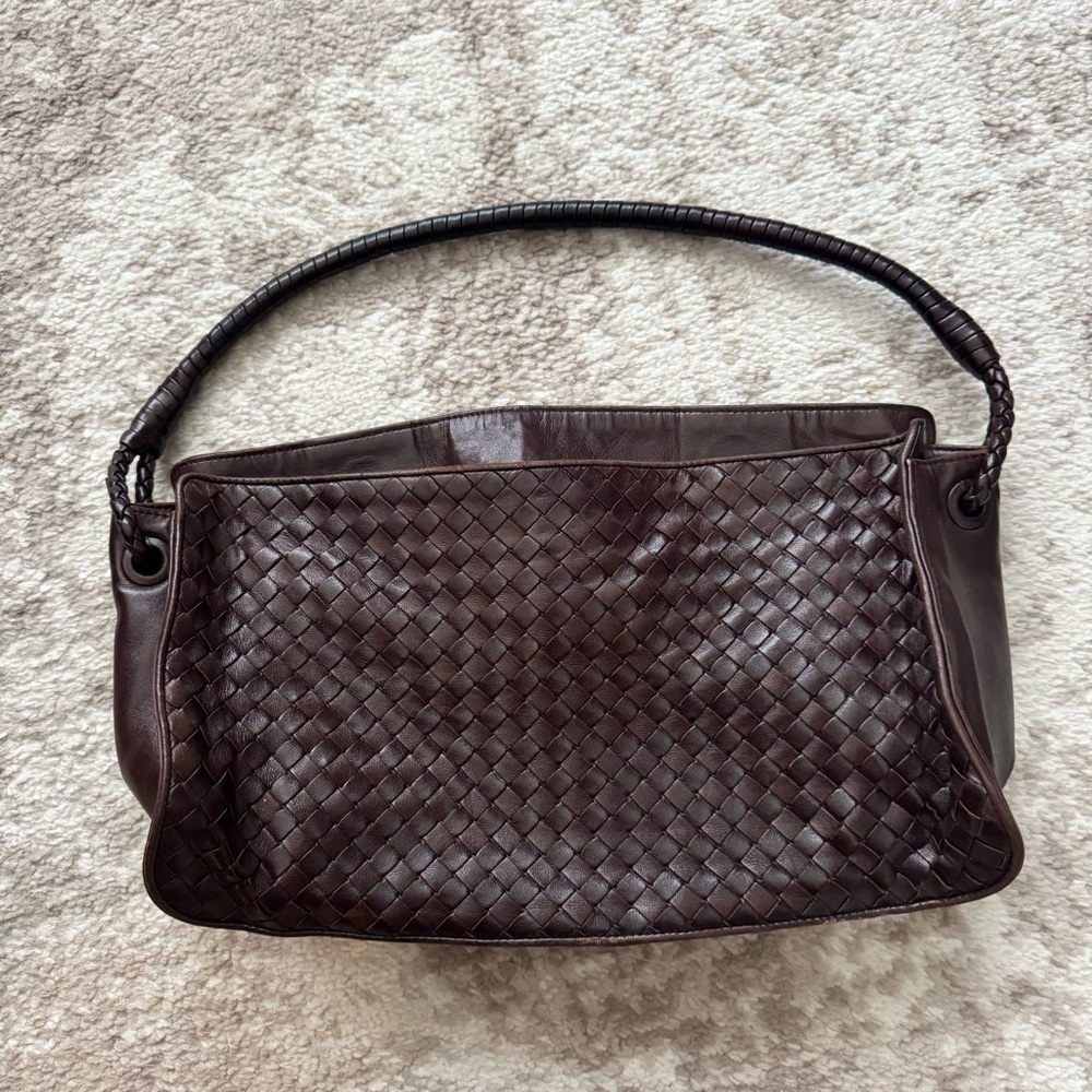 Bottega Veneta Dark Brown Woven Shoulder Bag
